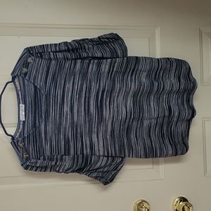 Retrology women's striped blouse size M with cinched‎ quarter sleeves